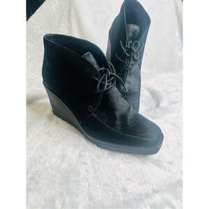 Donald J Pliner Dakota Womens Black Suede calf hair Wedge Ankle Booties Size 9M